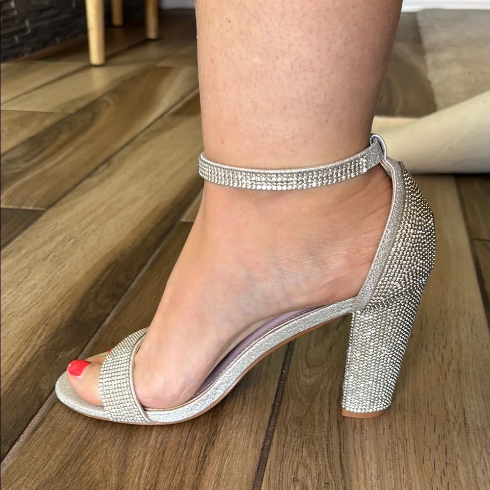 Bling Ankle Strap Heels Size 9 - Picture 8 of 10